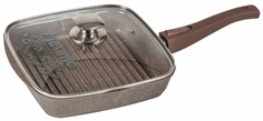 Сковорода-гриль с крышкой Мечта Гранит, 28x28 см, съемная ручка Brown (с068806)