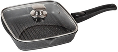 Сковорода-гриль с крышкой Мечта Гранит, 24x24 см, съемная ручка Black (с064802)