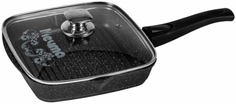 Сковорода-гриль с крышкой Мечта Гранит, 28x28 см, съемная ручка Black (с068802)