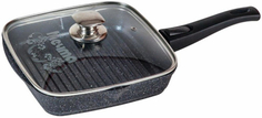 Сковорода-гриль с крышкой Мечта Гранит, 28х28 см, съемная ручка (с068701)