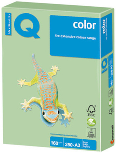 Цветная бумага для офиса IQ-COLOR А3, 160 г/м, 250 листов, пастель, зеленая (110815)