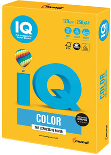 Цветная бумага для офиса IQ-COLOR А4, 120 г/м, 250 листов, солнечно-желтая (110773)