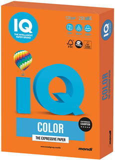 Цветная бумага для офиса IQ-COLOR А4, 120 г/м, 250 листов, оранжевая (110770)