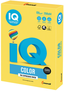 Цветная бумага для офиса IQ-COLOR А4, 120 г/м, 250 листов, канареечно-желтая (110772)