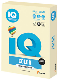 Цветная бумага для офиса IQ-COLOR А4, 80 г/м, 500 листов, пастель, ванильная (110789)