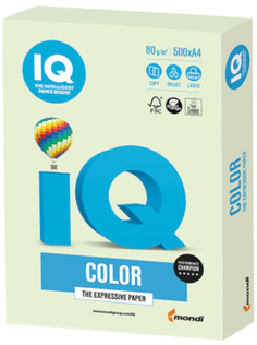 Цветная бумага для офиса IQ-COLOR А4, 80 г/м, 500 листов, пастель, светло-зеленая (110788)