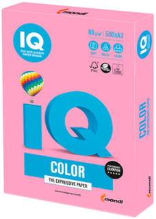 Цветная бумага для офиса IQ-COLOR А3, 80 г/м, 500 листов, пастель, розовая (110795)