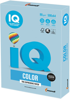 Цветная бумага для офиса IQ-COLOR А4, 80 г/м, 500 листов, пастель, голубой лед (110672)