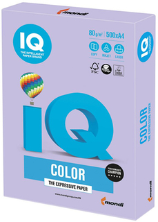 Цветная бумага для офиса IQ-COLOR А4, 80 г/м, 500 листов, тренд, бледно-лиловая (110677)
