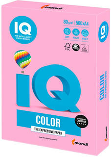 Цветная бумага для офиса IQ-COLOR А4, 80 г/м, 500 листов, неон, розовая (110670)