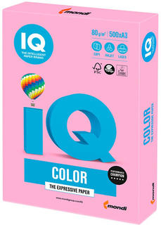 Цветная бумага для офиса IQ-COLOR А3, 80 г/м, 500 листов, неон, розовая (110680)