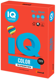 Цветная бумага для офиса IQ-COLOR А4, 160 г/м, 250 листов, кораллово-красная (110687)