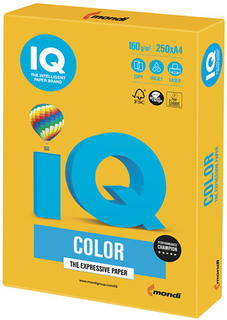 Цветная бумага для офиса IQ-COLOR А4, 160 г/м, 250 листов, солнечно-желтая (110689)