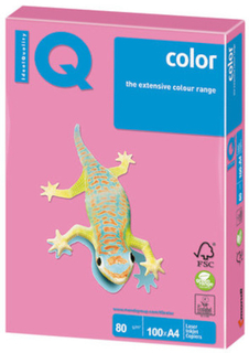 Цветная бумага для офиса IQ-COLOR А4, 80 г/м, 100 листов, неон, розовая (110850)