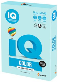 Цветная бумага для офиса IQ-COLOR А3, 80 г/м, 500 листов, пастель, светло-голубая (110801)