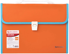 Папка-портфель Brauberg Joy, А4, 330х245х35 мм, 13 отделений, оранжевая (227975)