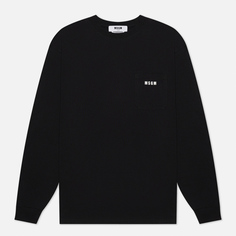 Мужской лонгслив MSGM Essentials Crew Neck, цвет чёрный