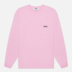 Мужской лонгслив MSGM Essentials Crew Neck, цвет розовый