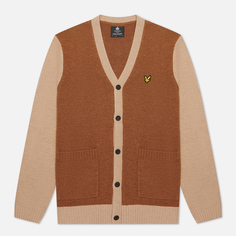 Мужской кардиган Lyle &amp; Scott Contrast Knitted V-Neck, цвет коричневый