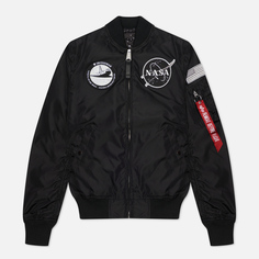 Женская куртка бомбер Alpha Industries MA-1 TT NASA Reversible, цвет чёрный