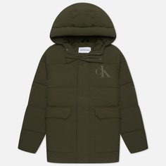 Мужской пуховик Calvin Klein Jeans Recycled Hooded, цвет оливковый, размер M