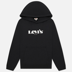 Женская толстовка Levis Graphic Standard New Logo Hoodie, цвет чёрныйS
