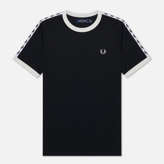 Женская футболка Fred Perry Laurel Sports Authentic Taped Ringer, цвет чёрный