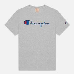 Женская футболка Champion Reverse Weave Script Logo Crew Neck, цвет серый