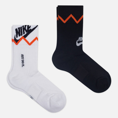 Комплект носков Nike 2-Pack SNKR Crew Just Do It, цвет комбинированный