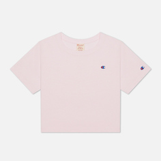 Женская футболка Champion Reverse Weave C Logo Crew Neck Cropped, цвет розовый