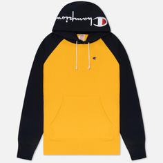 Мужская толстовка Champion Reverse Weave Hoodie Script Bicolor, цвет жёлтый