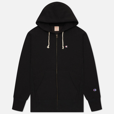 Мужская толстовка Champion Reverse Weave Logo Hoodie Full Zip, цвет чёрный