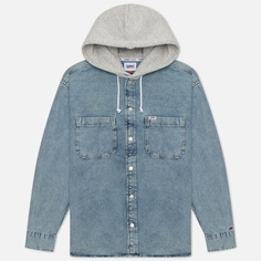 Мужская рубашка Tommy Jeans Denim Hoodie Overshirt, цвет голубой