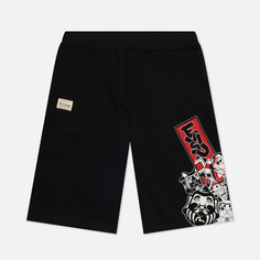 Мужские шорты Evisu Godhead x Bonsai Printed, цвет чёрный
