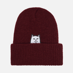 Шапка RIPNDIP Lord Nermal Ribbed Beanie, цвет бордовый