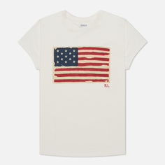 Женская футболка Polo Ralph Lauren American Flag Print, цвет белый