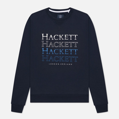 Мужская толстовка Hackett Multi Logo Print Crew Neck, цвет синий