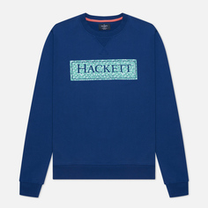 Мужская толстовка Hackett Floral Logo Print Crew Neck, цвет синий