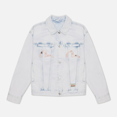 Женская джинсовая куртка Evisu Godhead x Bonsai Foil Embroidered Acid Washed, цвет голубойS