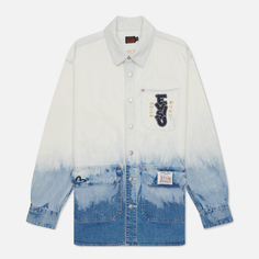 Мужская рубашка Evisu Tie-Dye Denim Evisu-Sake Print, цвет белый