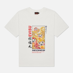 Мужская футболка Evisu Daruma & Wave Box Printed, цвет белый