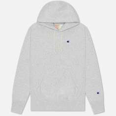 Мужская толстовка Champion Reverse Weave Logo Chest & Sleeve Hoodie, цвет серый