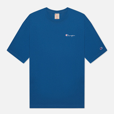 Мужская футболка Champion Reverse Weave Small Script Logo Muscle Fit, цвет синий