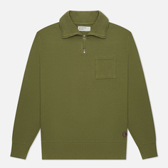 Мужская толстовка Universal Works Half Zip Dry Handle Loopback, цвет оливковый