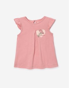 Розовая майка с принтом Little flower для девочки Gloria Jeans