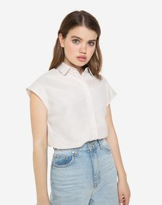 Рубашка в бежево-белую полоску Gloria Jeans