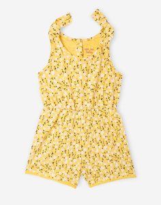 Жёлтый комбинезон с цветочным принтом для малышки Gloria Jeans