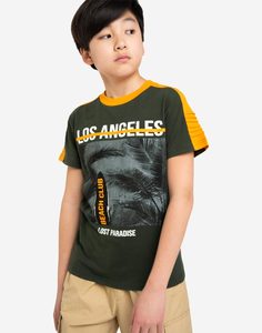 Хаки футболка с принтом Los Angeles для мальчика Gloria Jeans