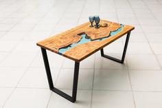 Обеденный стол (woodzpro) голубой 80.0x75.0x145.0 см.