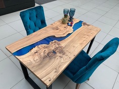 Обеденный стол (woodzpro) синий 65.0x75.0x120.0 см.